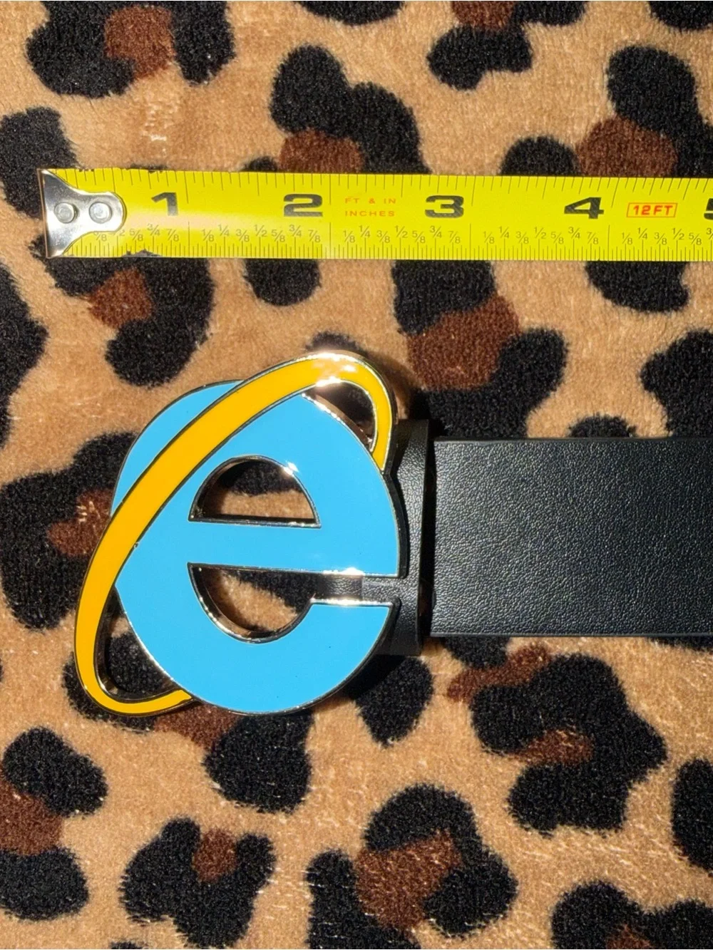 Y2K Internet Explorer Logo Enamel Buckle Black Belt